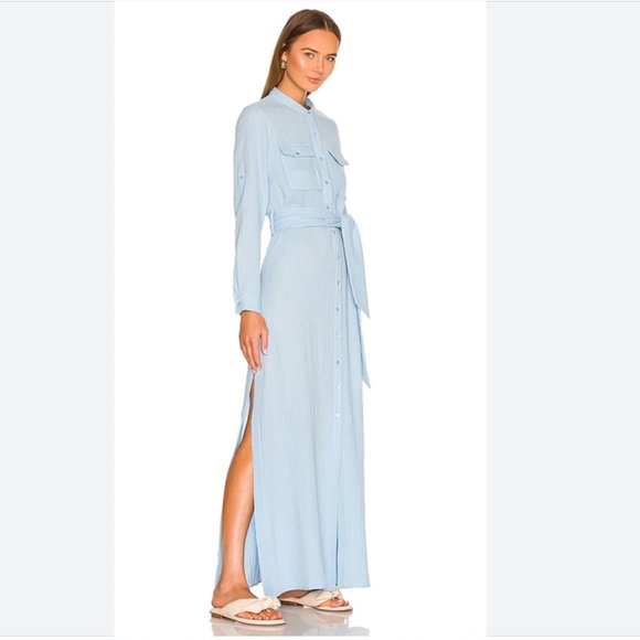 LIKE NEW JONATHAN SIMKHAI Esther Tie Waist Shirt Dress Size Medium - Picture 1 of 8